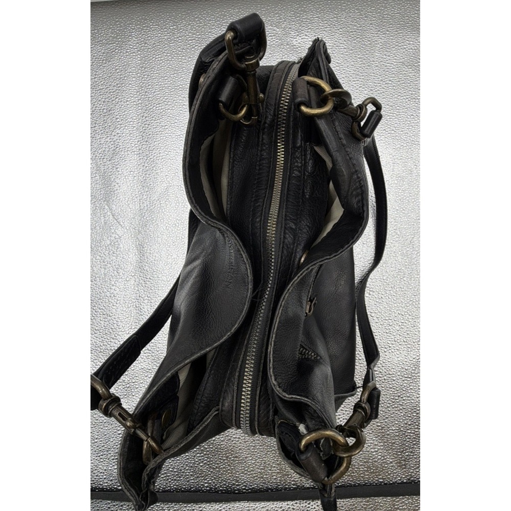 American Leather Company Lenox Triple Entry‎ Black Leather Satchel Handbag - Picture 14 of 16